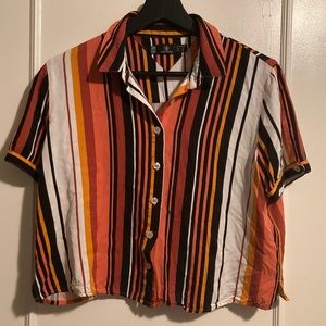 Volcom Wow Crop Button Up Striped Shirt - Women’s - Small